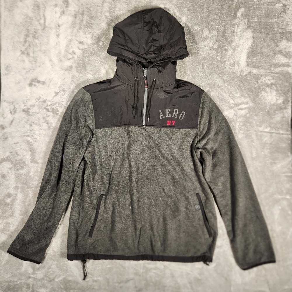 Aeropostale Fleece Hoodie Mens Large Gray New Quarter Zip Pullover‎ 9790AF11